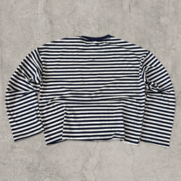 Relaxed fit long sleeve t-shirt top in navy blue white stripes