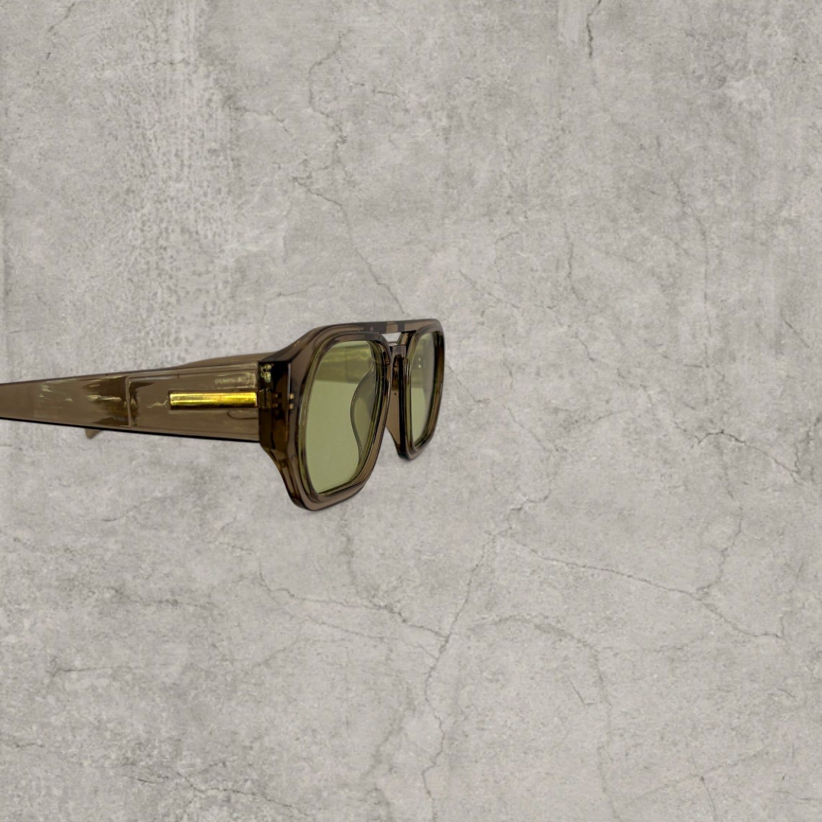 Vintage Aviator Sunglasses: Khaki Frame, chunky UV400 green lenses