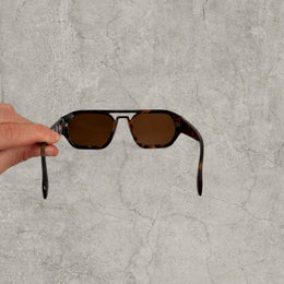 Vintage Aviator Sunglasses: Leopard Tortoise Shell Frame, chunky UV400 Brown Lenses