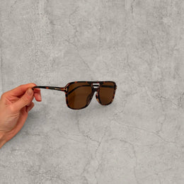 Vintage Aviator Sunglasses: Leopard Tortoise Shell Frame, UV400 Brown Lenses