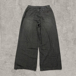Insane baggy relaxed fit jeans in washed black with white pinstripe.