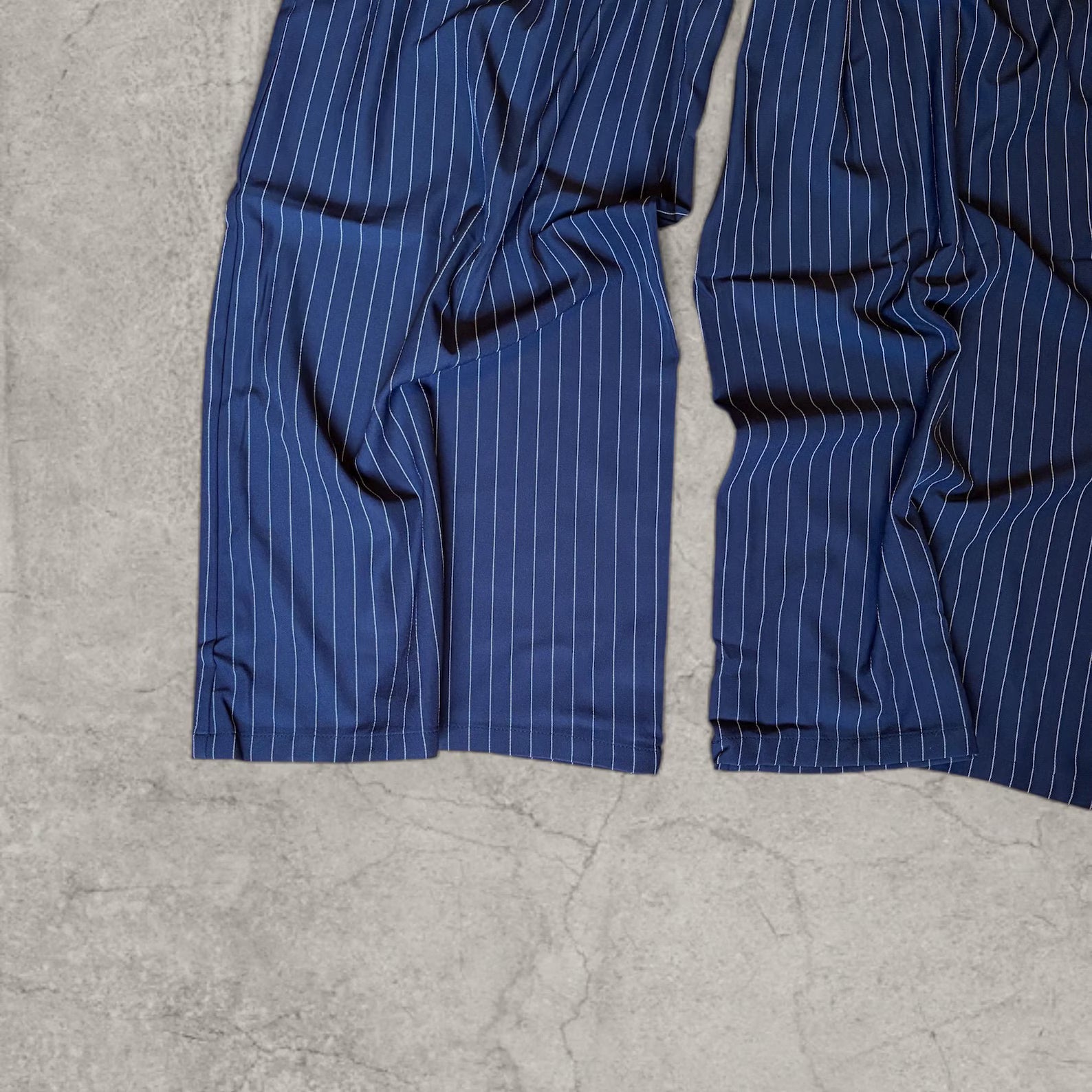 Navy Blue Pinstripe Wide Leg Trousers – Korean Japanese Vintage Style