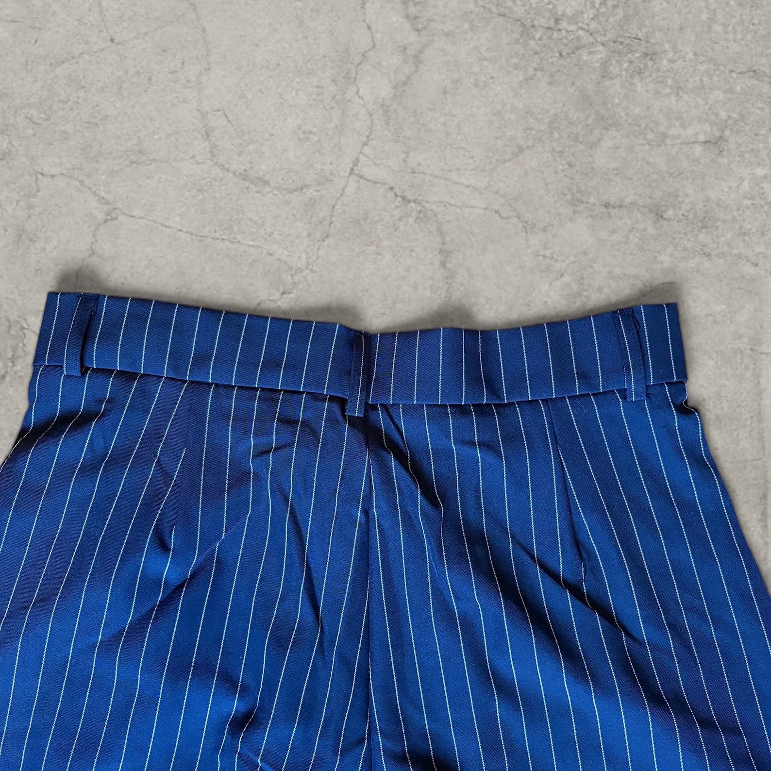 Navy Blue Pinstripe Wide Leg Trousers – Korean Japanese Vintage Style