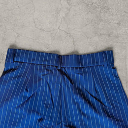 Navy Blue Pinstripe Wide Leg Trousers – Korean Japanese Vintage Style