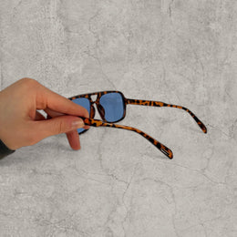Vintage Style blue Tinted Aviator Glasses - brown tortoise shell Frame Unisex