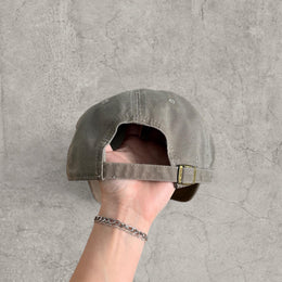 Vintage style baseball cap in beige grey with white embroidery. One size