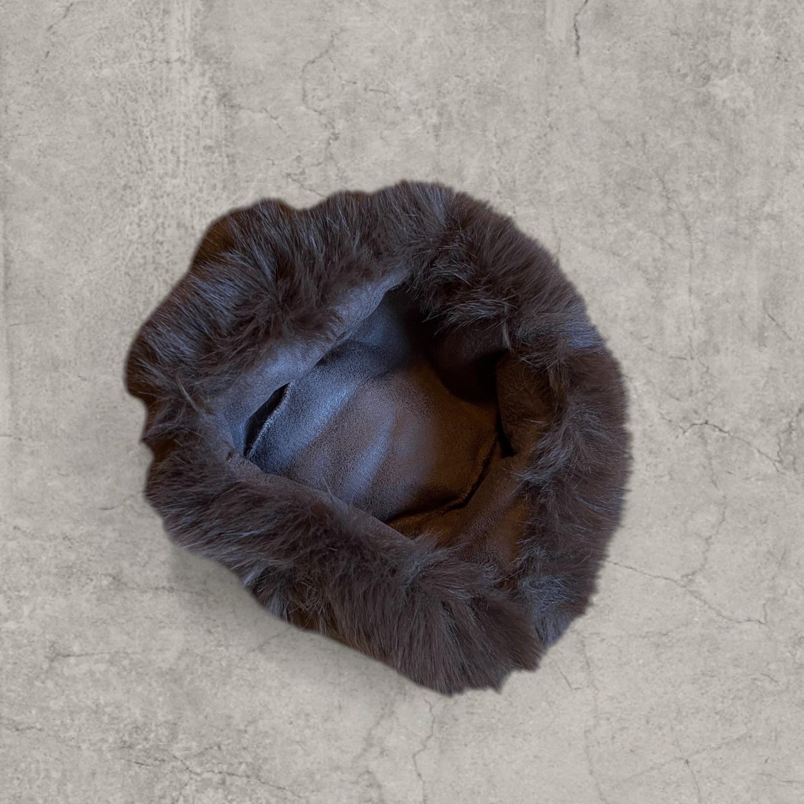 Russian Ushanka fluffy winter hat in brown grey faux fur thick fluff. One size.