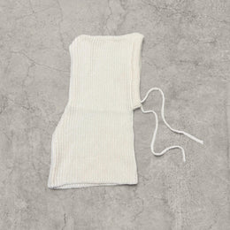 Cream White Knitted Bonnet Snood Scarf Hat – Adjustable Drawstring Winter Warmth