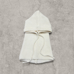 Cream White Knitted Bonnet Snood Scarf Hat – Adjustable Drawstring Winter Warmth