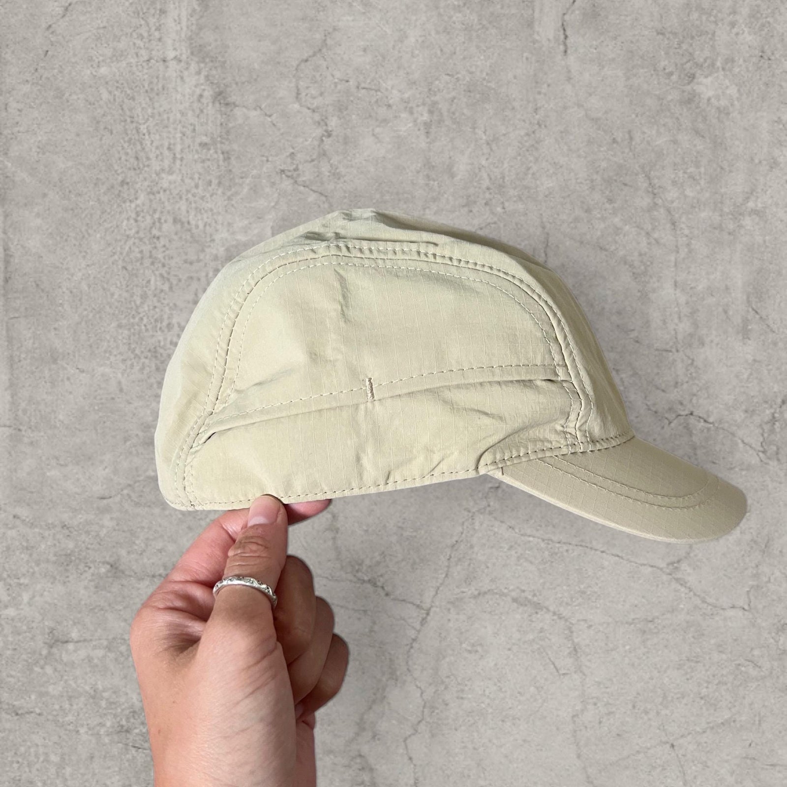 Vintage style hiking hat in cream with Korean outdoor design