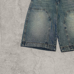 Insane baggy relaxed fit Korean shorts jorts in washed blue.