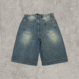 Insane baggy relaxed fit Korean shorts jorts in washed blue.