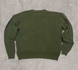 Knitted jumper sweater with crew neck in khaki green