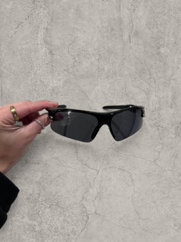 Insane sport sunglasses in black and silver with black reflective lenses. One size