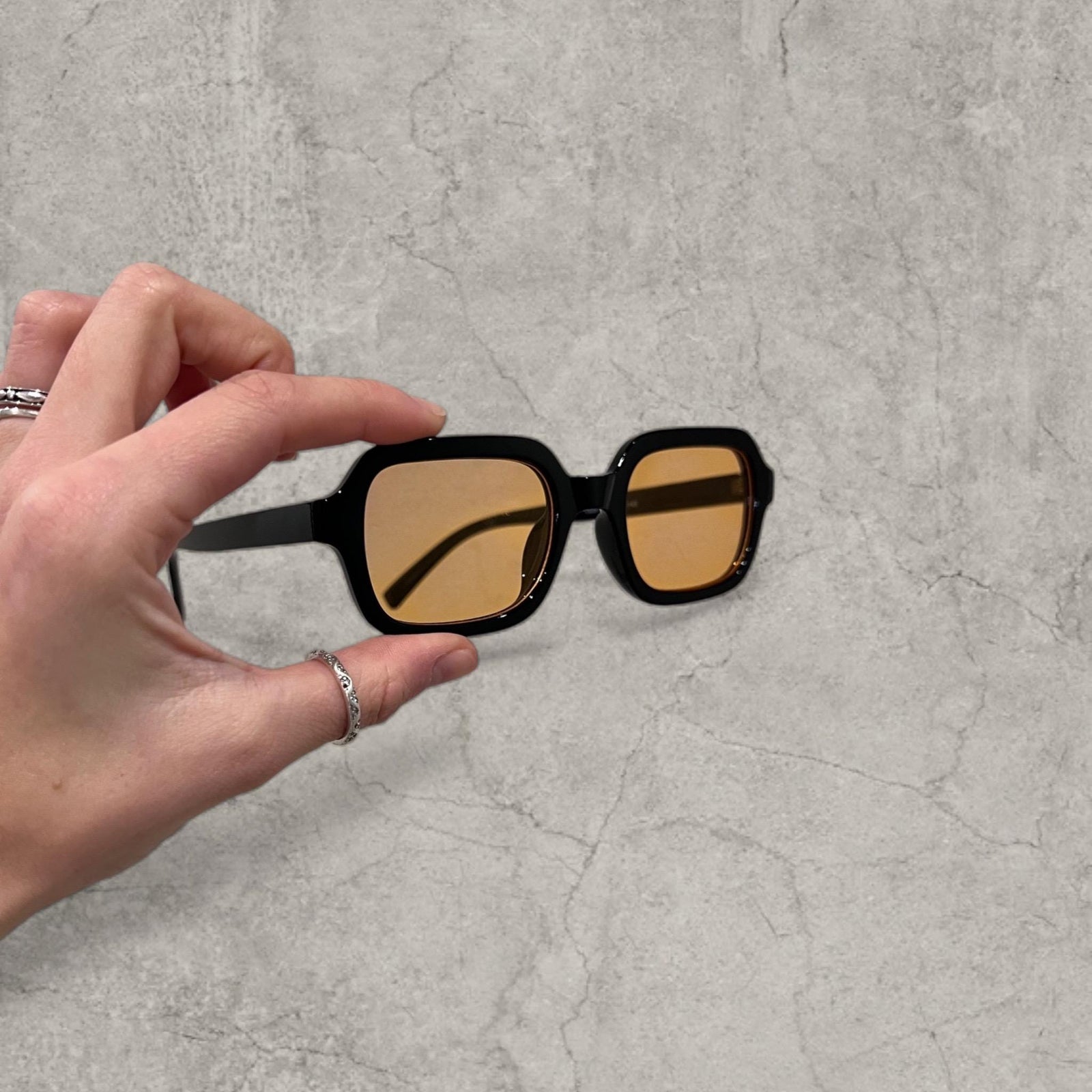 Vintage Style Orange Tinted Glasses: Black Frame Unisex