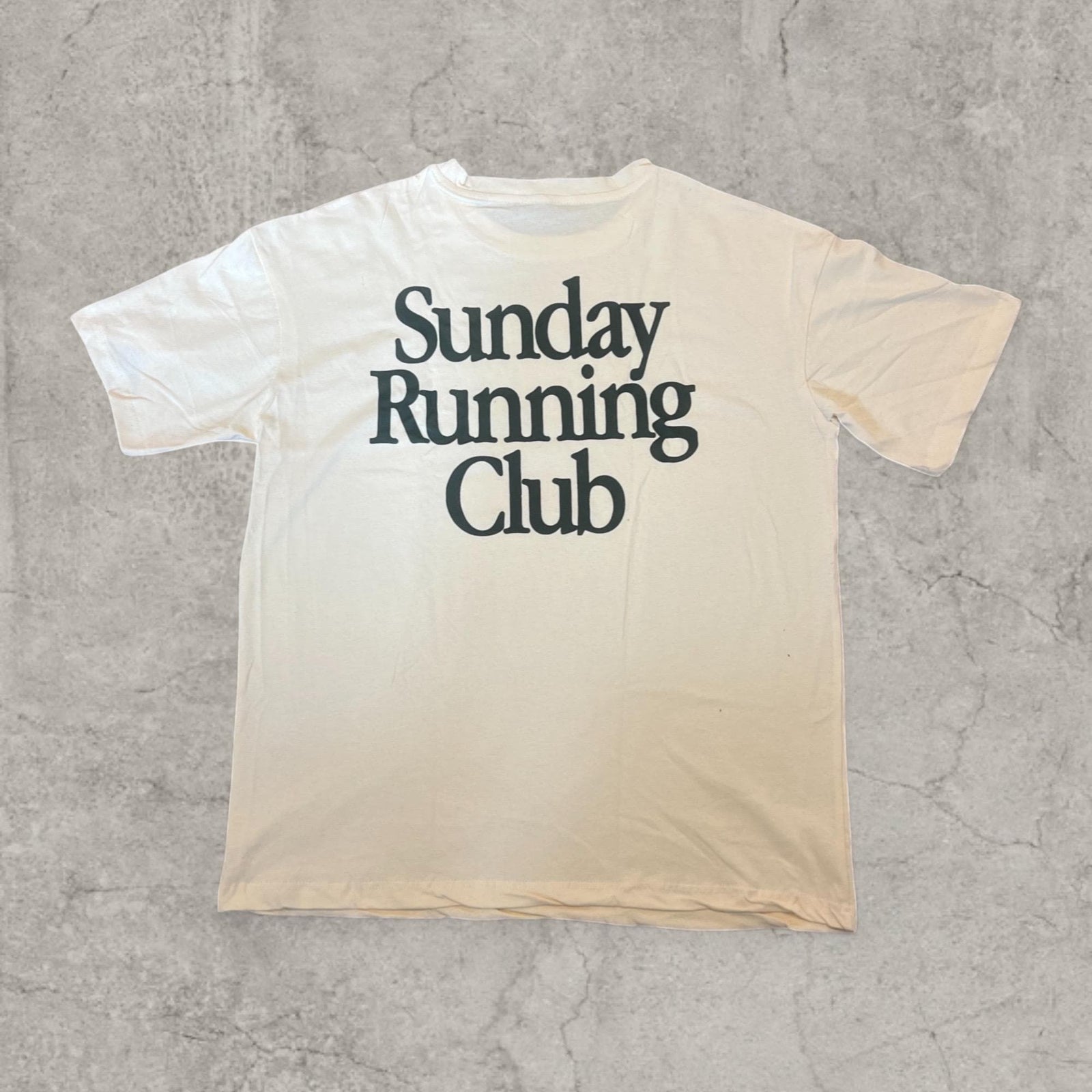 Sunday running club t-shirt with back graphic in cream
