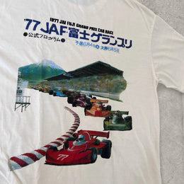 Japanese Grand Prix vintage style T-shirt with back graphic in cream.