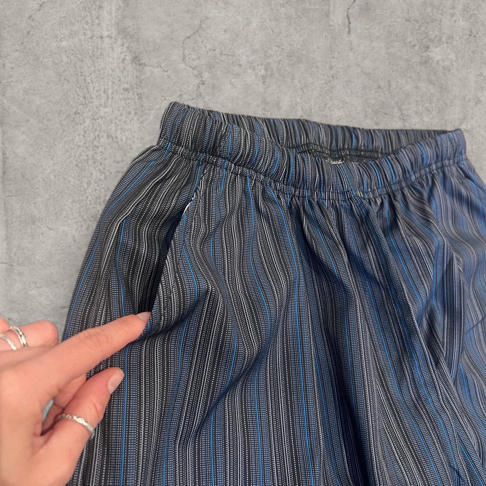 Lovely vintage style baggy wide leg striped trousers in blue.