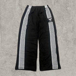 Incredible super baggy wide leg Korean joggers in black with white stripe.
