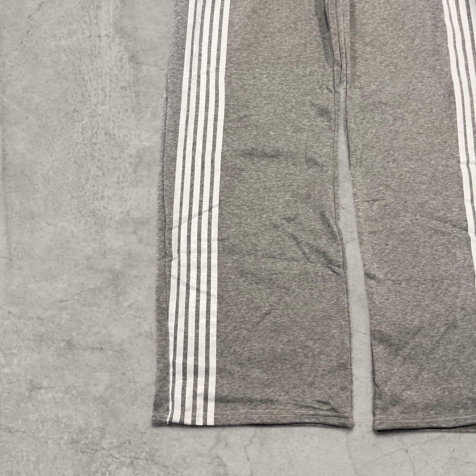 Incredible super baggy wide leg Korean joggers in grey with white stripe.