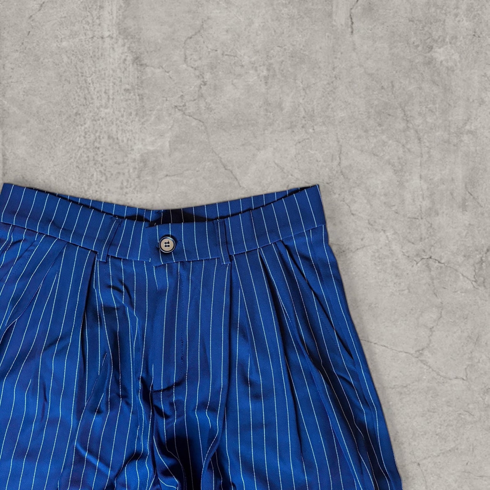 Wide-leg trousers with pinstripe in navy blue Japanese Korean style