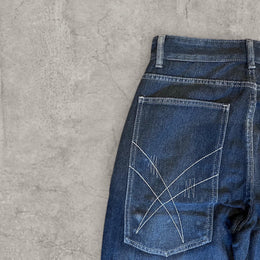 wide leg skater Japanese style dragon jeans in navy blue.