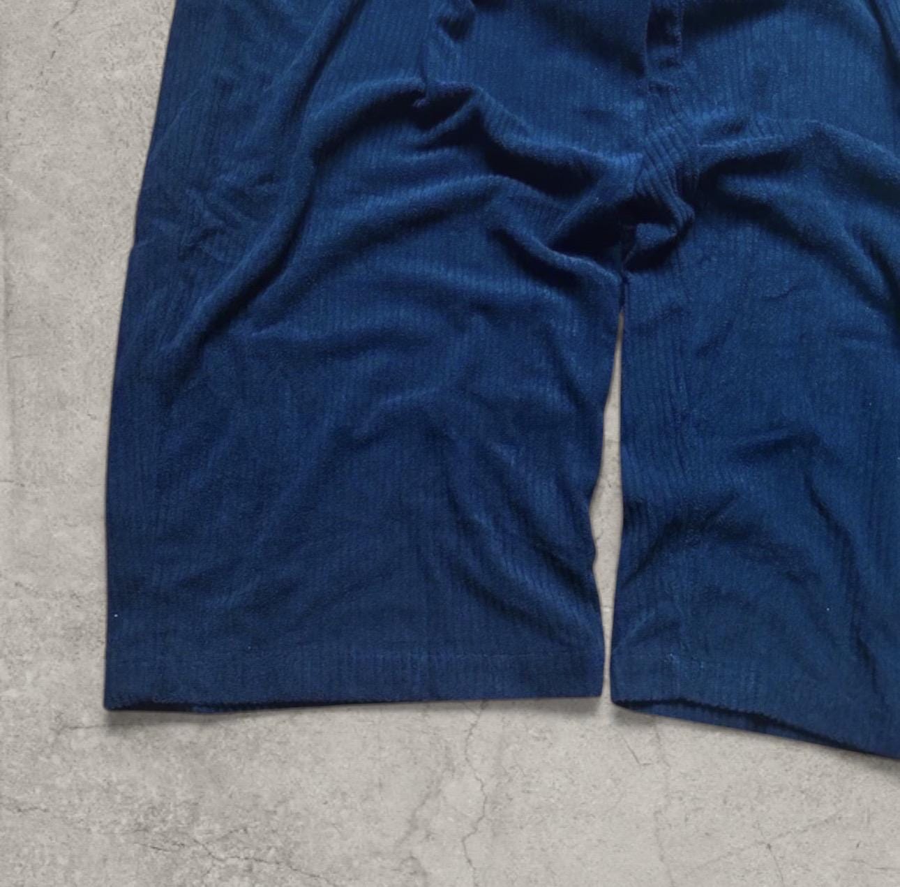 Wide leg corduroy trousers with elasticated waist in navy