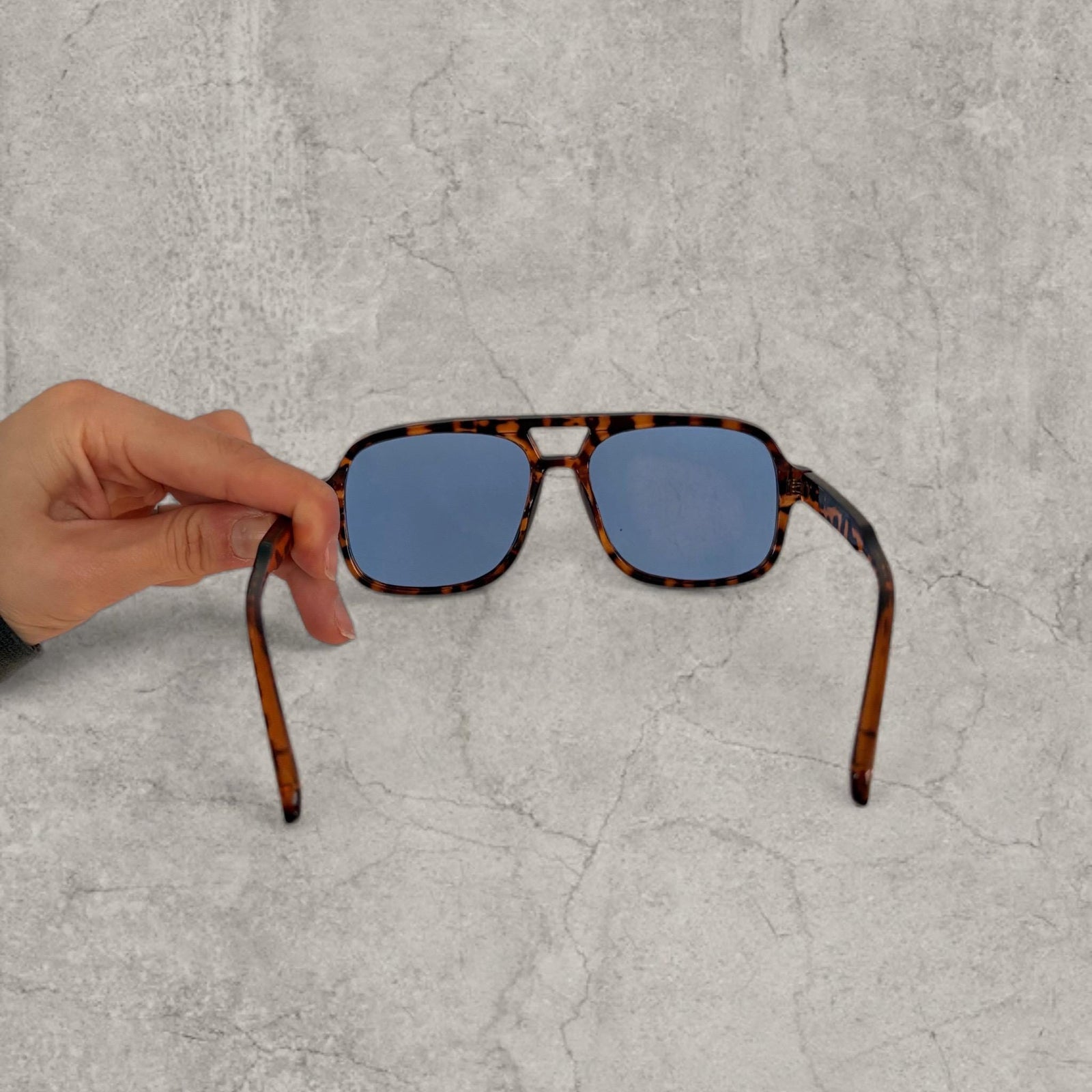 Vintage Style blue Tinted Aviator Glasses - brown tortoise shell Frame Unisex