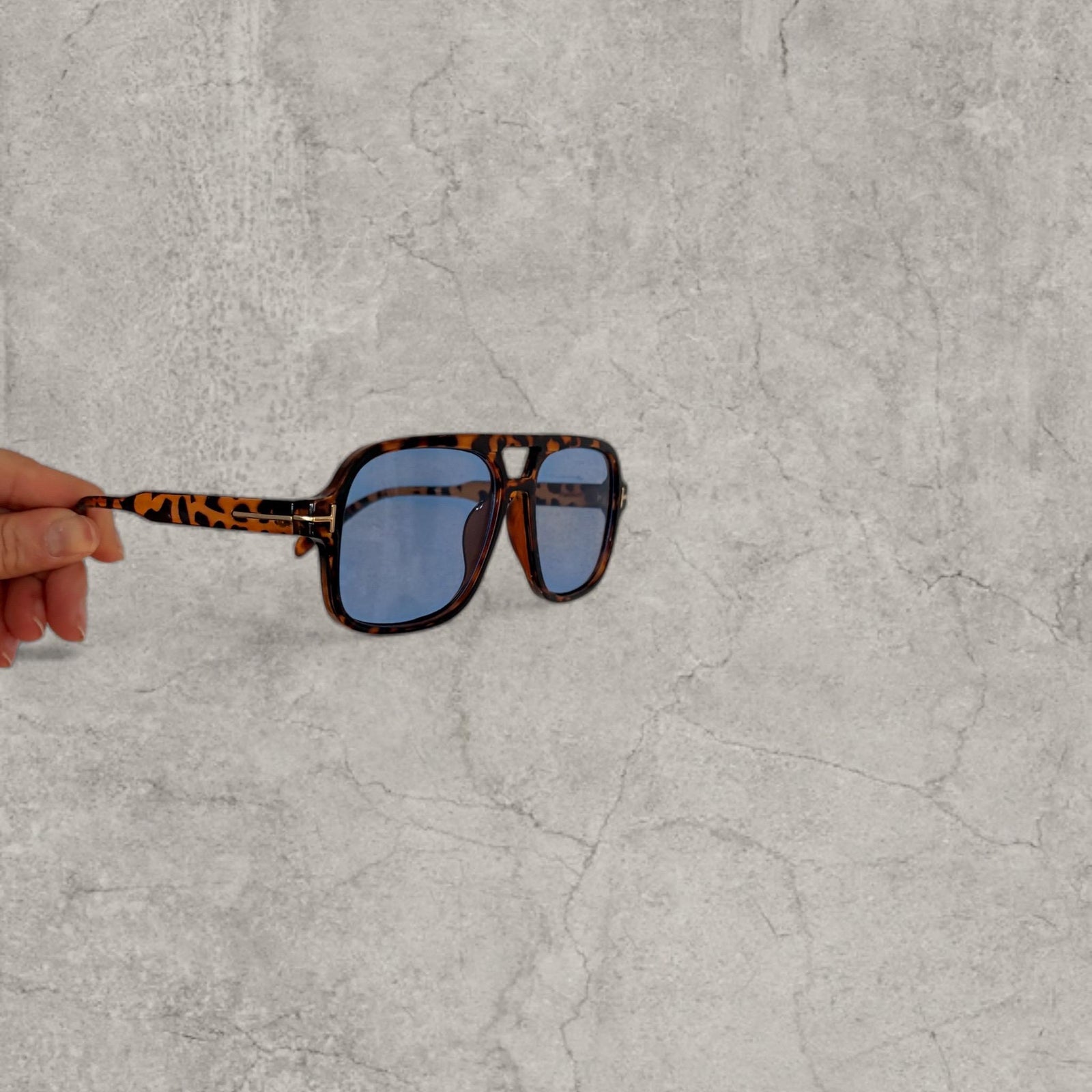 Vintage Style blue Tinted Aviator Glasses - brown tortoise shell Frame Unisex