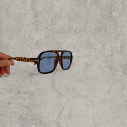 Vintage Style blue Tinted Aviator Glasses - brown tortoise shell Frame Unisex