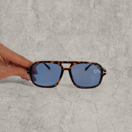 Vintage Style blue Tinted Aviator Glasses - brown tortoise shell Frame Unisex