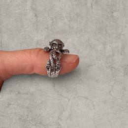 Cool vintage style silver stainless steel ring with monkey animal face. One size.