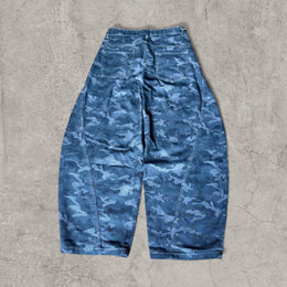 Japanese Style Camo Wide Leg Jeans with Yellow Stars. Grey/Khaki