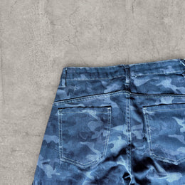 Japanese Style Camo Wide Leg Jeans with Yellow Stars. Grey/Khaki