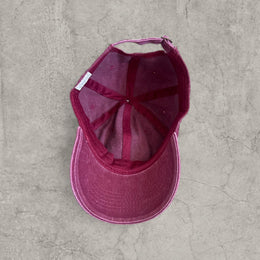 Vintage style baseball cap with yellow camel logo in burgundy