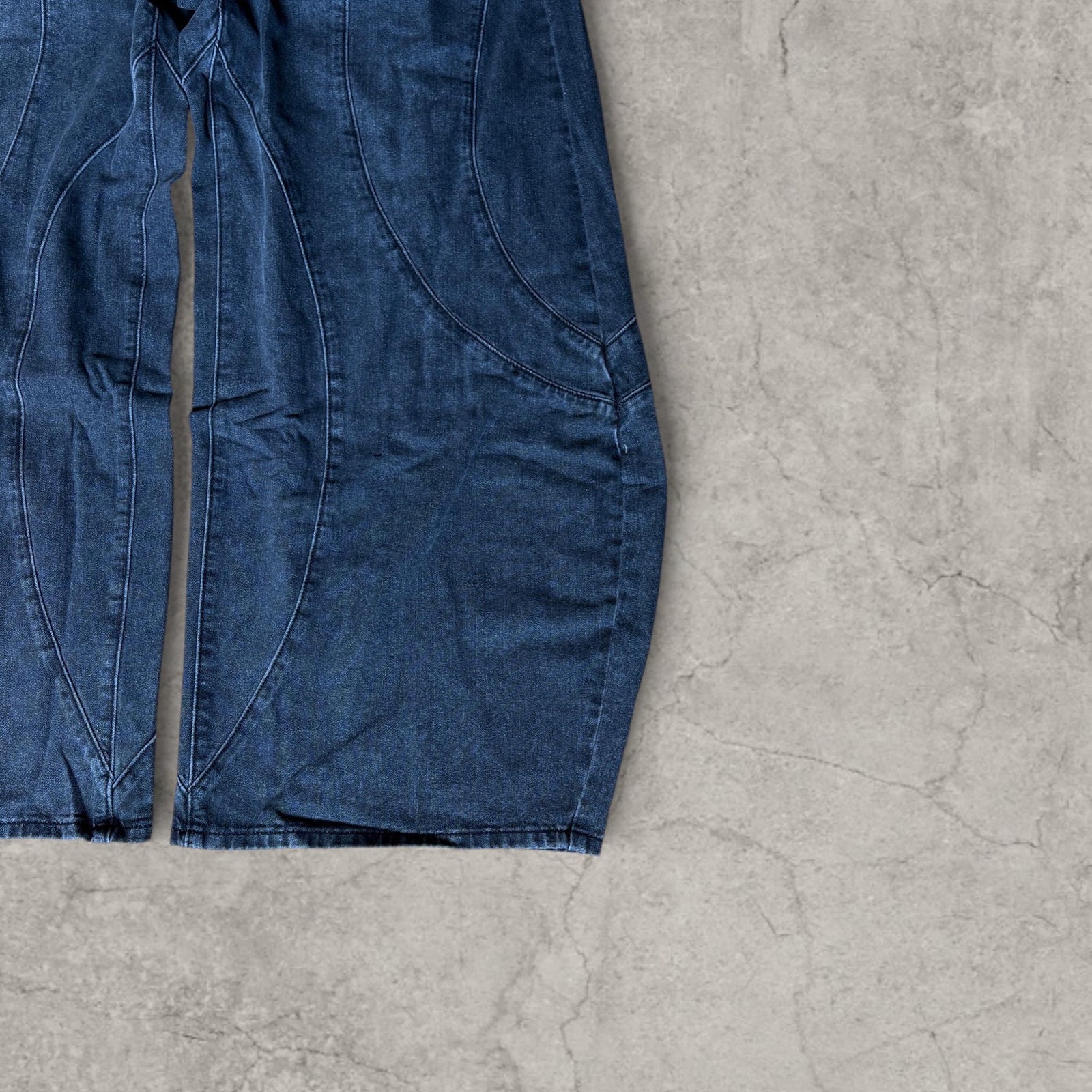 Wide leg skater Japanese style in washed black grey with swirl detailing.