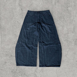 Wide leg skater Japanese style in washed black grey with swirl detailing.