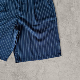 Insane baggy relaxed fit shorts in black pinstripe with pleats.