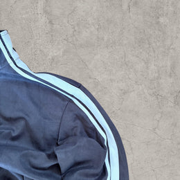 Incredible  boxy Korean zip-up sweatshirt jumper in grey/navy blue with stripe print.
