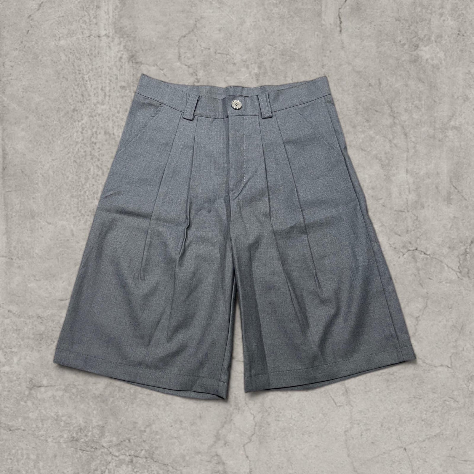 Insane baggy relaxed fit Japanese tailored shorts in grey with pleats.