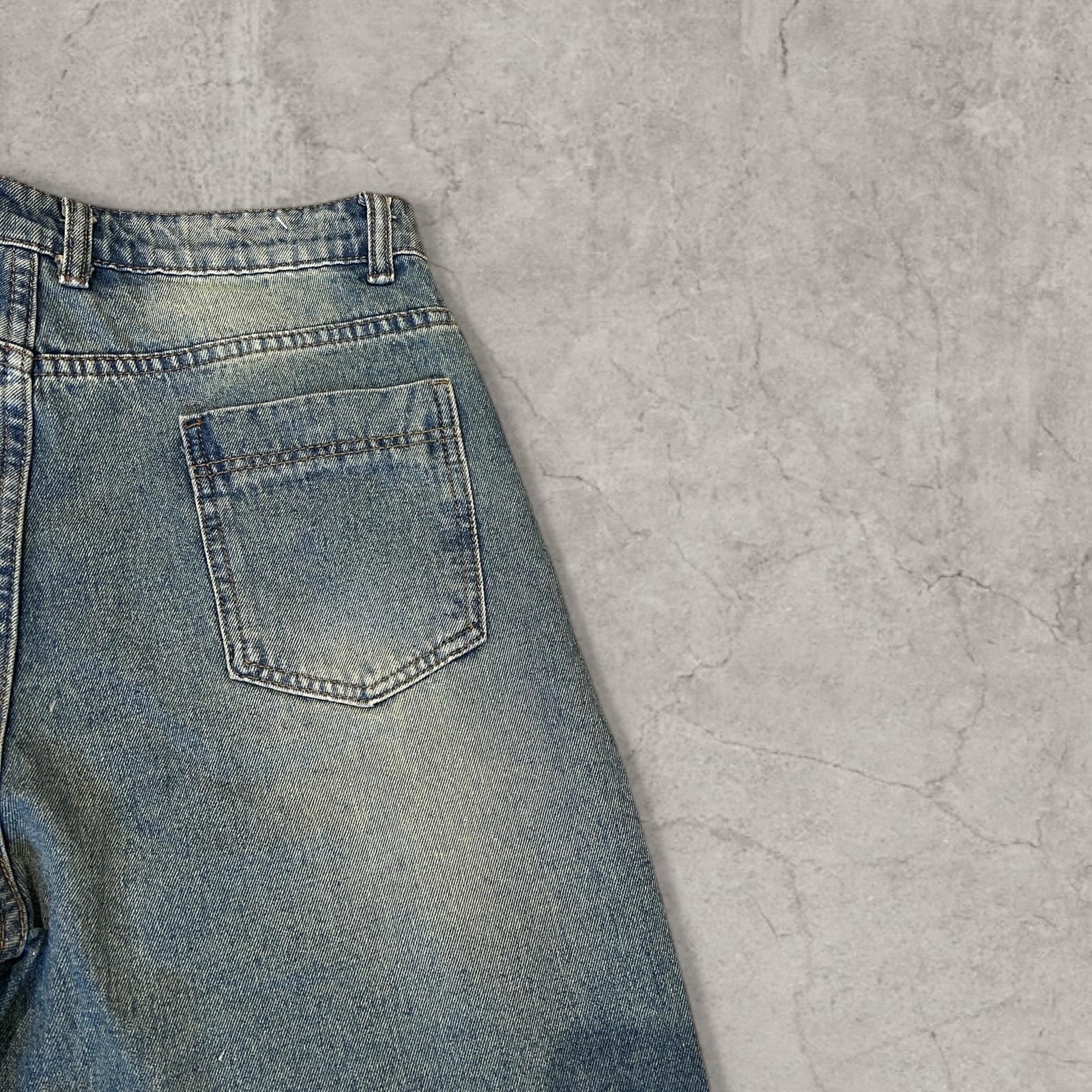 Insane baggy relaxed fit Korean shorts jorts in washed blue.