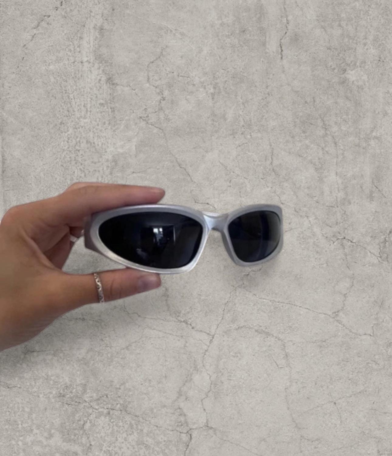 Insane alien sunglasses in grey with black lenses. One size