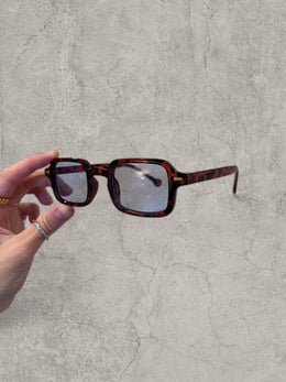 Vintage Style brown Tinted blue Glasses: brown Black tortoise shell Frame Unisex
