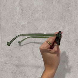 Vintage Style Green Tinted Glasses: Khaki Frame, Unisex UV400