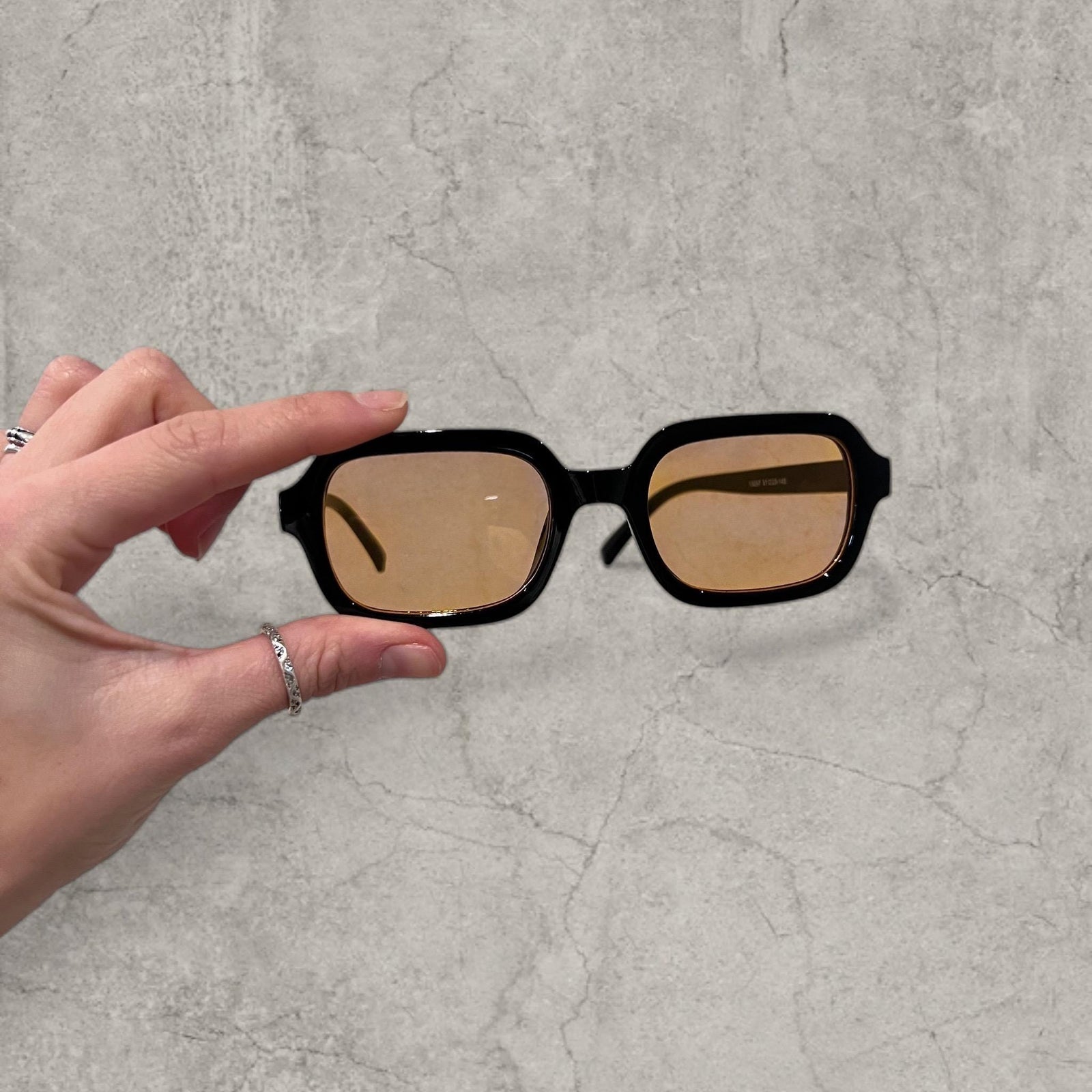 Vintage Style Orange Tinted Glasses: Black Frame Unisex