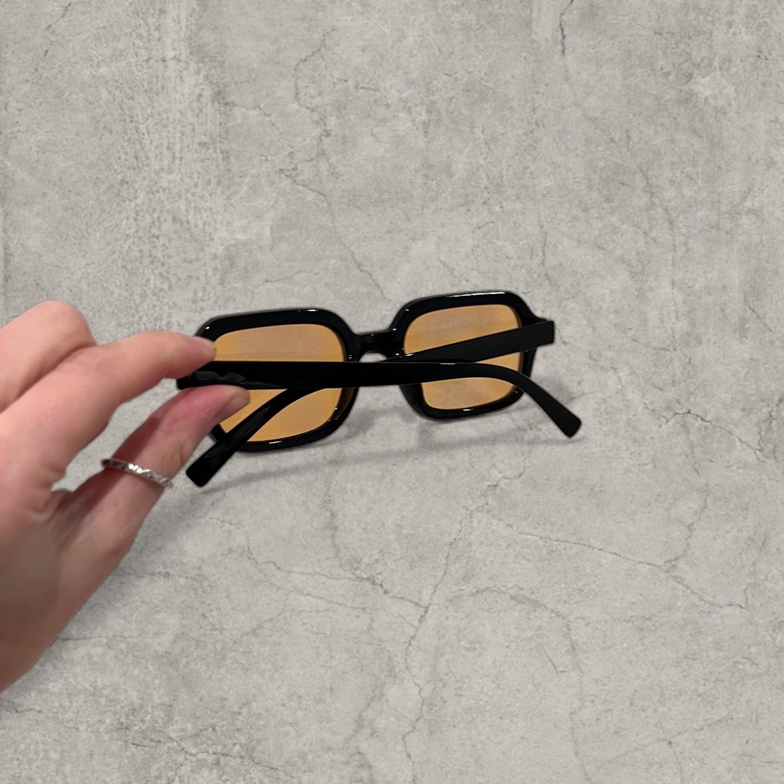 Vintage Style Orange Tinted Glasses: Black Frame Unisex