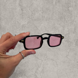 Vintage Style Pink Tinted Glasses: Black Frame Unisex