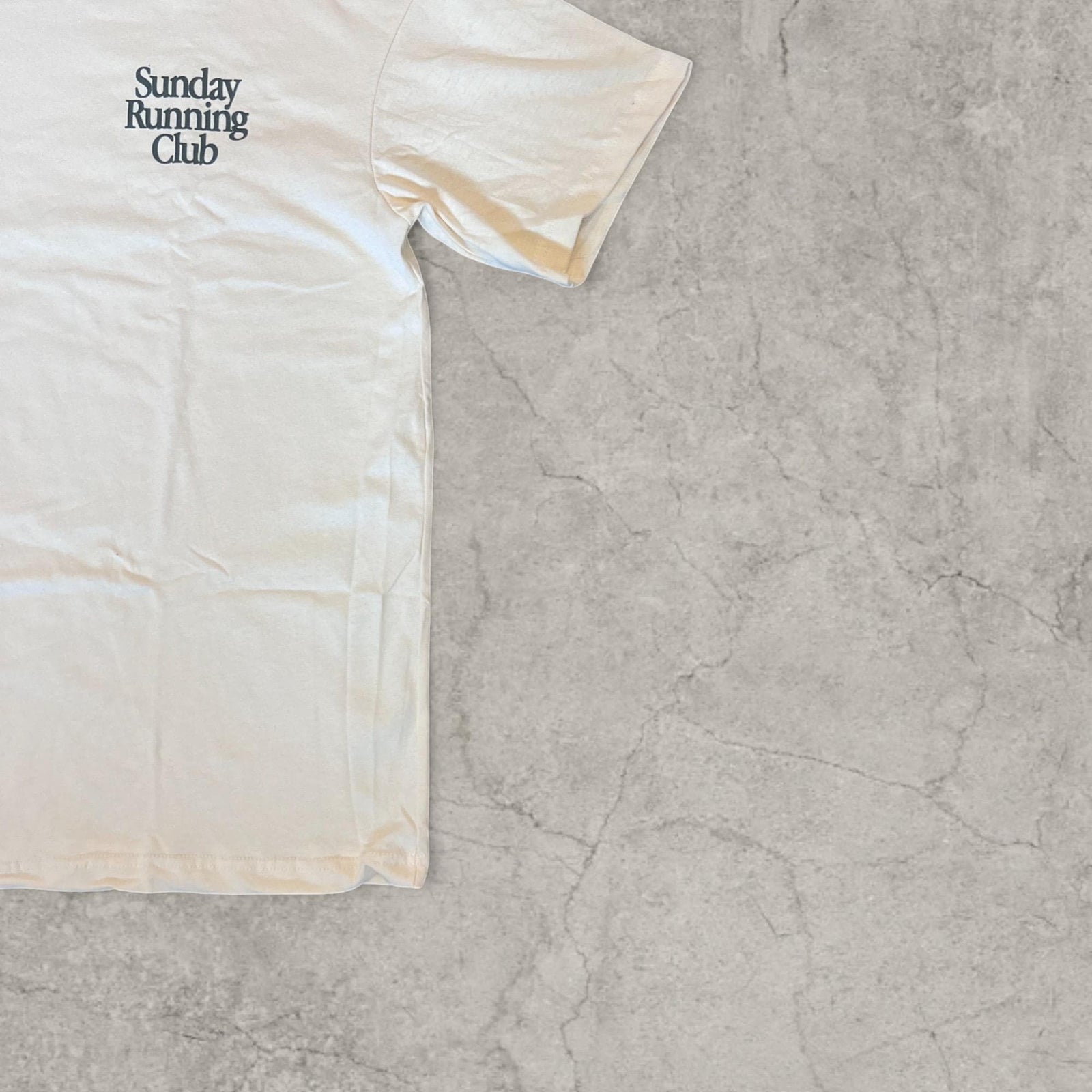 Sunday running club t-shirt with back graphic in cream