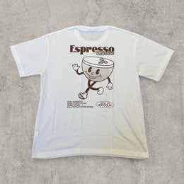 Espresso Martini vintage style T-shirt with front graphic in white.