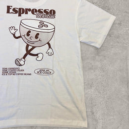 Espresso Martini vintage style T-shirt with front graphic in white.